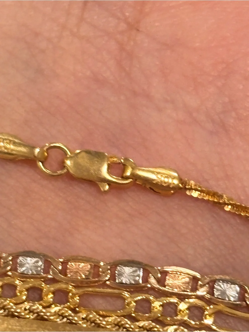 10k Tri Color Gold 6.5” Twisted Rock Link Bracelet NEW Made in Italy